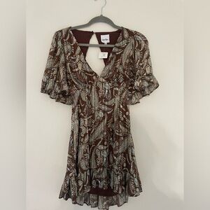 NWT sky to Moon Flutter sleeve paisley dress